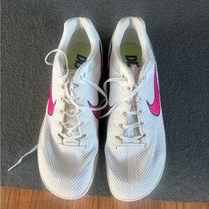 Nike Mens White and Pink Rival Distance Spikes- NEW does not include spike